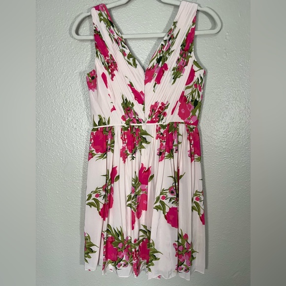 Boden Pink Floral Garden Party Swishy Dress Size 4 Petite - Picture 3 of 15